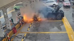 Lángokba borult a töltőnél álló elektromos autó - videón a furcsa jelenet