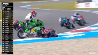 Bizarr baleset a Moto3-ban: áthajtottak a bukott motoroson, de az rögtön visszapattant a motorra (videó)